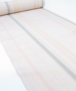 反物 みちのく紬 紅しぐれ 中村工房 桃色 縞 長さ12ｍ 絹100％ 着尺 山形県産 紅花紬