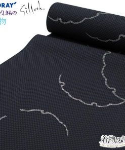 東レ シルック 反物 夏着物 夏物 紗系 洗える着物 小紋 薄物 着尺 チャコールグレー 濃グレー 濃灰 単品 お誂え オーダー 広幅 袷 単衣 羽織 コート